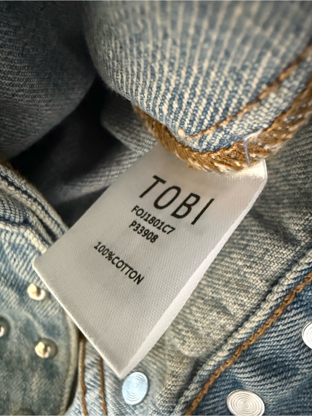 NWT TOBI Studded Denim Jacket Small | 100% Cotton Western Moto Festival - Picture 7 of 7